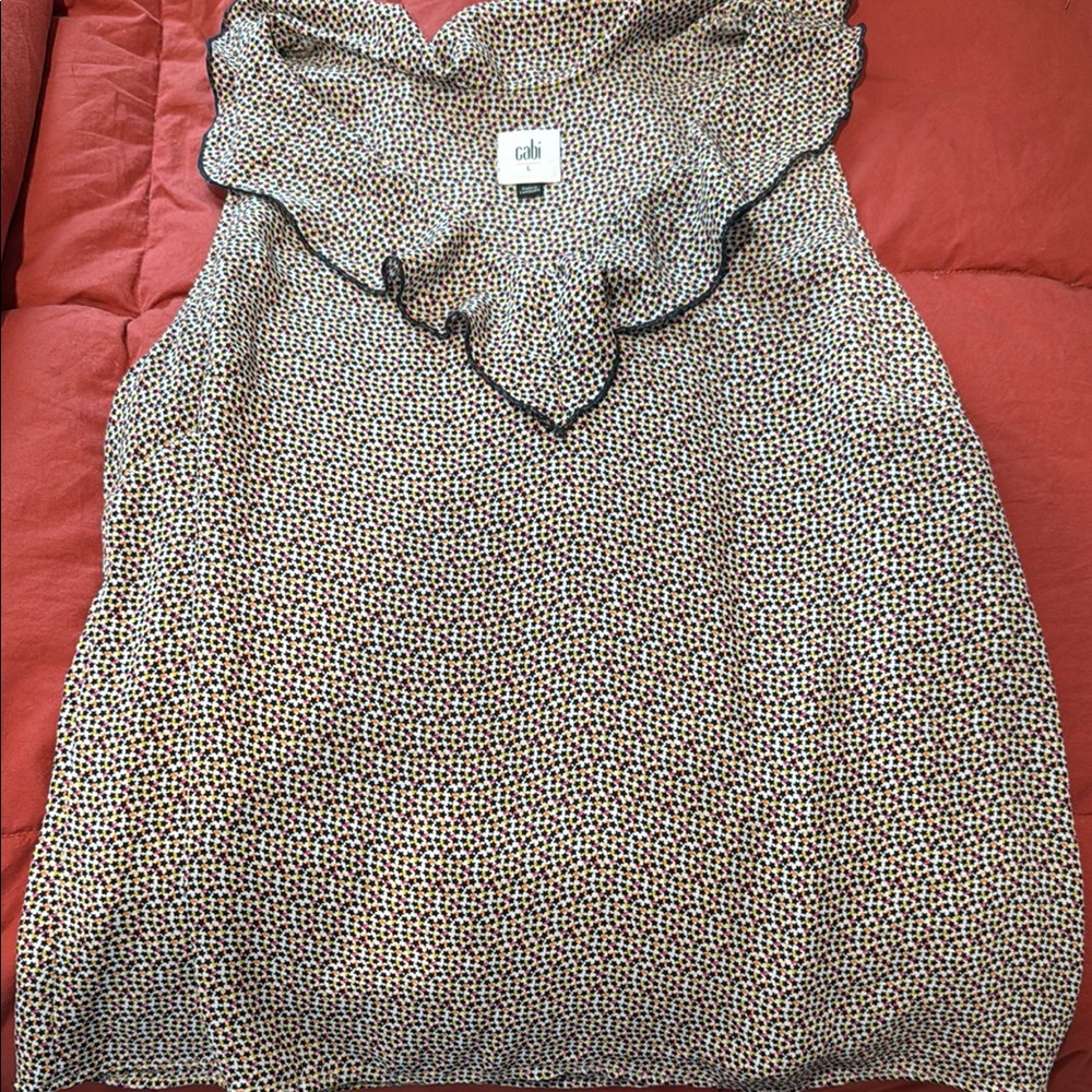 CAbi Black and White Ruffled Top